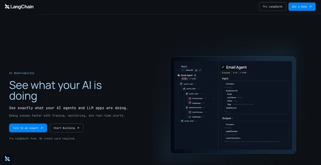 LangChain observability landing page