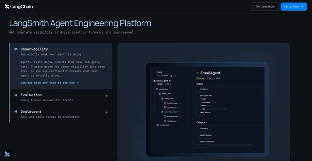 LangSmith agent engineering landing page
